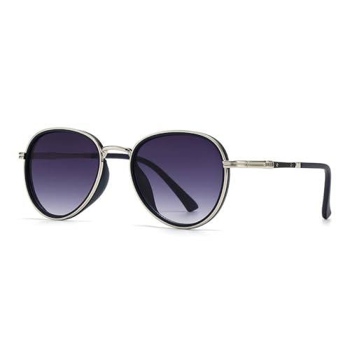 AGRIEVE Retro Metall Männer Sonnenbrille Mode Farbverlauf Frauen Luxus Shades UV400 Trending Punk Sonnenbrille, Silber Schwarz Grau, Einheitsgröße von AGRIEVE