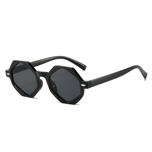 AGRIEVE Retro Polygon Jelly Tea Sonnenbrille Damen Mode Farbverlauf Brillen Shades UV400 Herren Nieten Sonnenbrille,Schwarz Grau,Einheitsgröße von AGRIEVE