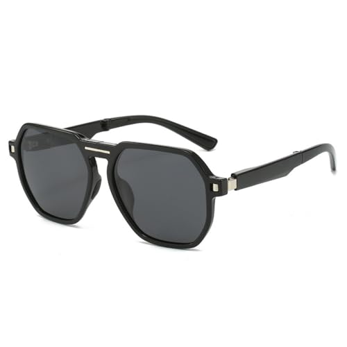 AGRIEVE Retro Polygon Square Damen Faltbare Sonnenbrille Shades UV400 Beliebte Mode Teegrün Herren Sonnenbrille,Schwarz Grau,Einheitsgröße von AGRIEVE