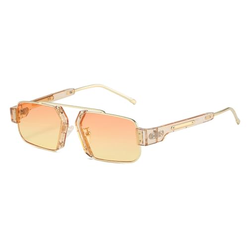 AGRIEVE Retro Quadratische Sonnenbrille Damen Mode Klare Ozean Farbverlauf Gläser Sonnenbrillen UV400 Männer Lila Rosa Sonnenbrille,Orange Gelb,Einheitsgröße von AGRIEVE