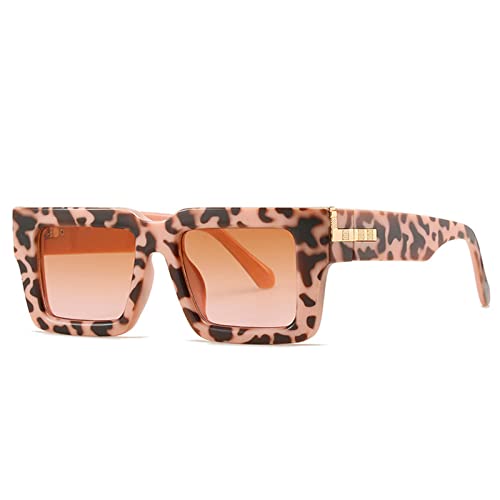 AGRIEVE Retro Quadratische Sonnenbrille Damen Mode Leopard Farbverlauf Shades UV400 Herren,Rosa Leopard Pink,Einheitsgröße von AGRIEVE