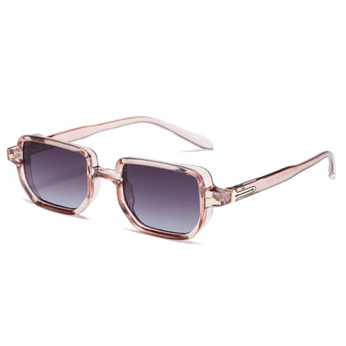 AGRIEVE Retro Rechteckige Nieten Herren Punk Farbverlauf Sonnenbrillen Shades UV400 Modische Olivgrüne Sonnenbrille,Rosa Grau Farbverlauf,Einheitsgröße von AGRIEVE