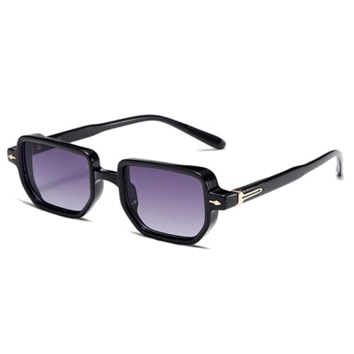 AGRIEVE Retro Rechteckige Nieten Herren Punk Farbverlauf Sonnenbrillen Shades UV400 Modische Olivgrüne Sonnenbrille,Schwarz Grau Farbverlauf,Einheitsgröße von AGRIEVE