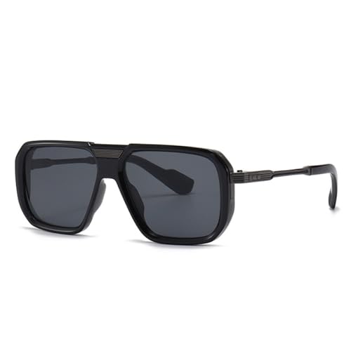 AGRIEVE Retro-Sonnenbrille für Herren, quadratisch, mit Farbverlauf, modisch, luxuriös, Nieten, dunkelblau, Sonnenbrille, UV400, Schwarz/Grau, Einheitsgröße von AGRIEVE