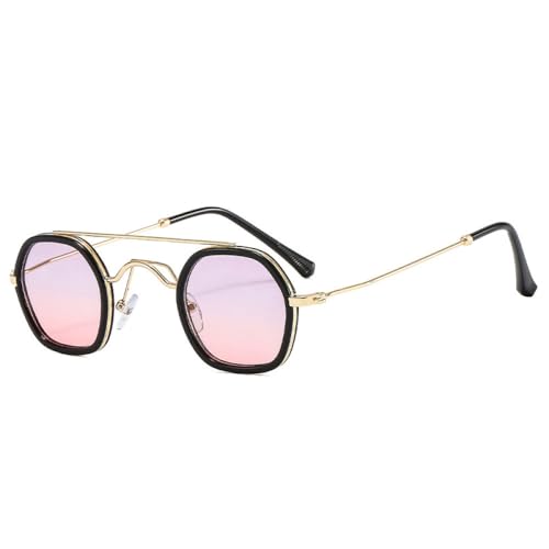 AGRIEVE Retro-Sonnenbrille mit Doppelsteg, quadratisch, Polygon, Damen, modisch, klare Ozean-Farbverlaufsgläser, UV400, Punk-Sonnenbrille für Herren, Schwarz, Grau, Rosa, Einheitsgröße von AGRIEVE