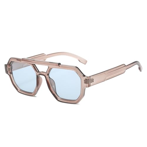 AGRIEVE Retro-Sonnenbrille mit Doppelsteg, quadratisch, Polygon, für Damen, Blau/Lila, UV400, Grau/Hellblau, Einheitsgröße von AGRIEVE