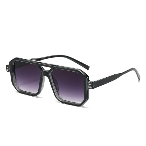 AGRIEVE Retro-Sonnenbrille mit Doppelsteg, quadratisch, für Herren, Punk-Sonnenbrille, modisch, transparent, mit Farbverlauf, UV400, für Damen, Schwarz/Grau, Einheitsgröße von AGRIEVE