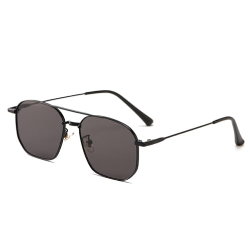 AGRIEVE Retro-Sonnenbrille mit doppeltem Metallrahmen, für Damen, modisch, klare Ozeangläser, UV400-Schutz, für Herren, trendige quadratische Sonnenbrille, Schwarz/Grau, Einheitsgröße von AGRIEVE