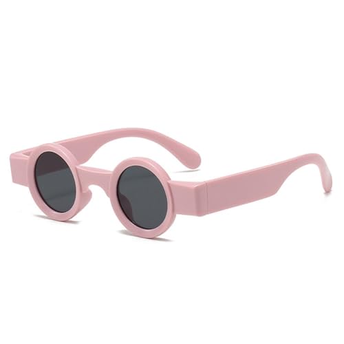 AGRIEVE Retro Steampunk Kleine Runde Damen Sonnenbrille Zweifarbig Klare Linse Brillengestell Herren Trendy Sonnenbrillen Shades UV400,Rosa Grau,Einheitsgröße von AGRIEVE