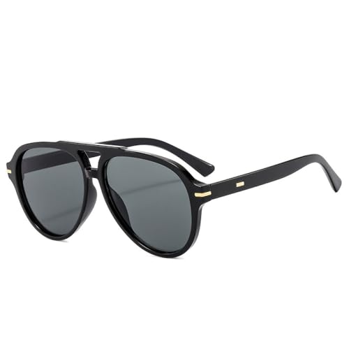 AGRIEVE Retro Übergroße Sonnenbrille mit Doppelsteg für Damen, modische Farbverlauf-Sonnenbrille, UV400, für Herren, trendige Nieten-Sonnenbrille, Schwarz, Grau, Einheitsgröße von AGRIEVE