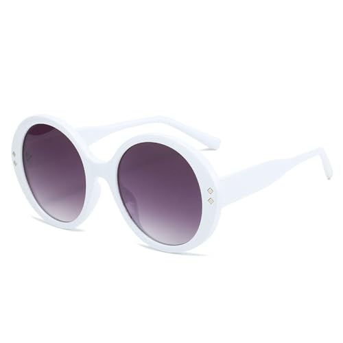 AGRIEVE Runde Sonnenbrille für Damen, Retro, Rosa, übergroße Sonnenbrille für Damen, Vintage-Mode, für das Autofahren im Freien, Weiß, Grau, Einheitsgröße von AGRIEVE