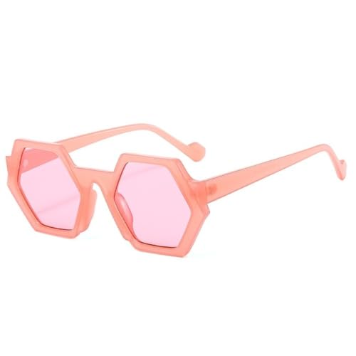 AGRIEVE Sechseckige Sonnenbrille für Damen, Grün/Rosa, quadratisch, für Herren, zum Autofahren und Angeln, UV400, Leopardenmuster, Rosa, Einheitsgröße von AGRIEVE