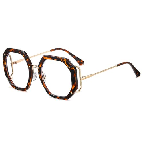 AGRIEVE Sommer Regenbogen polygonal funkelnde Luxus Damen Brille Brille, Leopard, Einheitsgröße von AGRIEVE