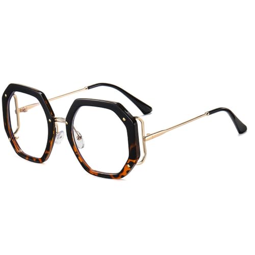 AGRIEVE Sommer Regenbogen polygonal funkelnde Luxus-Damenbrille Brille, schwarz Leopard, Einheitsgröße von AGRIEVE