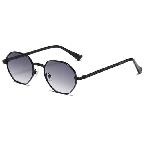 AGRIEVE Sonnenbrille Damen Outdoor Fashion Brille Herren Brille Polygon Unisex UV400 Metall, 6.Schwarz Doppelgrau, Einheitsgröße von AGRIEVE