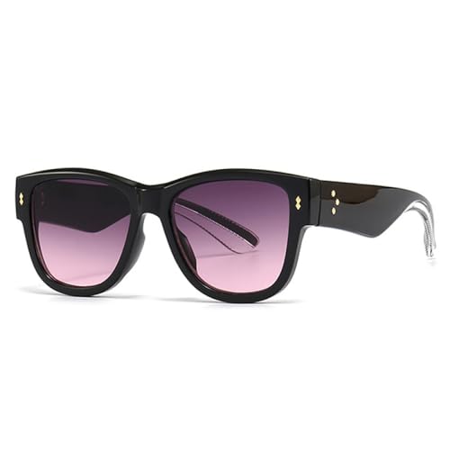 AGRIEVE Sonnenbrille für Damen, modisch, quadratisch, Punk, Farbverlauf, UV400, Nieten, Sonnenbrille für Herren, Schwarz, Grau, Rosa, Einheitsgröße von AGRIEVE