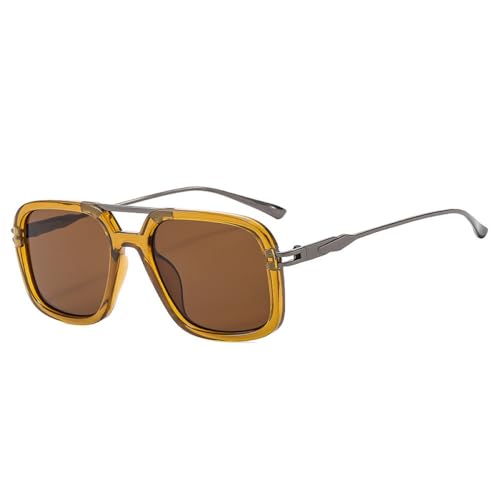 AGRIEVE Sonnenbrille für Herren, Retro, mit Doppelsteg, quadratisch, UV400, modischer Farbverlauf, Sonnenbrille für Damen, Teebraun, Einheitsgröße von AGRIEVE