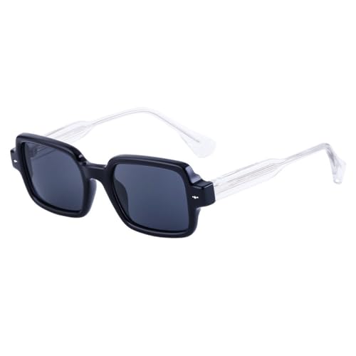 AGRIEVE Sonnenbrille im Retro-Stil mit Nieten, rechteckig, für Damen, modisch, für Herren, UV400, Schwarz, Klar, Grau, Einheitsgröße von AGRIEVE