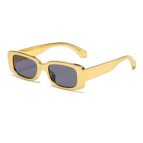 AGRIEVE Sonnenbrille im Vintage-Stil, klein, rechteckig, matt, für Herren, UV400, Goldgrau, Einheitsgröße von AGRIEVE