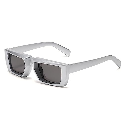 AGRIEVE Sonnenbrille mit kleinem Rahmen, Damenmode, Trend, Steampunk, Schattierungen, Herren, Vintage, luxuriös, rechteckig, Punk-Sonnenbrille, d, C1, Silber, Einheitsgröße von AGRIEVE