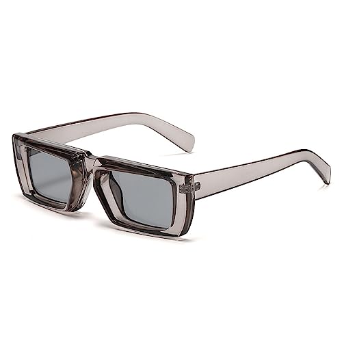 AGRIEVE Sonnenbrille mit kleinem Rahmen, Damenmode, Trend, Steampunk, Schattierungen, Herren, Vintage, luxuriös, rechteckig, Punk-Sonnenbrille, d, C4, grau, Einheitsgröße von AGRIEVE