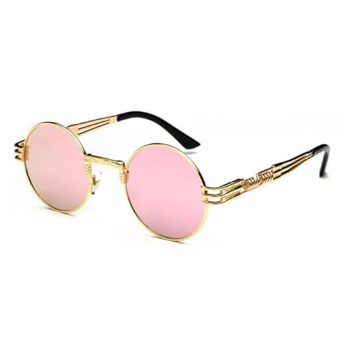 AGRIEVE Trend Schwarz Runde Sonnenbrille Frauen Hip Hop Sonnenbrille Punk Männer Steampunk Schutzbrille Luxus Rock Zubehör, 3 Gold Sakura, Einheitsgröße von AGRIEVE