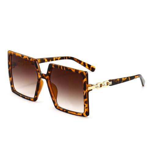 AGRIEVE Trendige Sonnenbrille mit Farbverlauf, 2021 für Herren, großer Rahmen, Vintage-Stil, UV400, Übergröße, quadratisch, Sonnenbrille für Damen, C4 Leopard, as pic showed von AGRIEVE