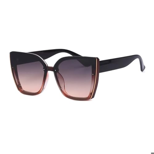 AGRIEVE Übergroße Cat-Eye-Sonnenbrille für Damen, luxuriös, modisch, großer Rahmen, quadratische Sonnenbrille für Herren, Retro, trendige Cateye-Brille, Graubraun, Einheitsgröße von AGRIEVE