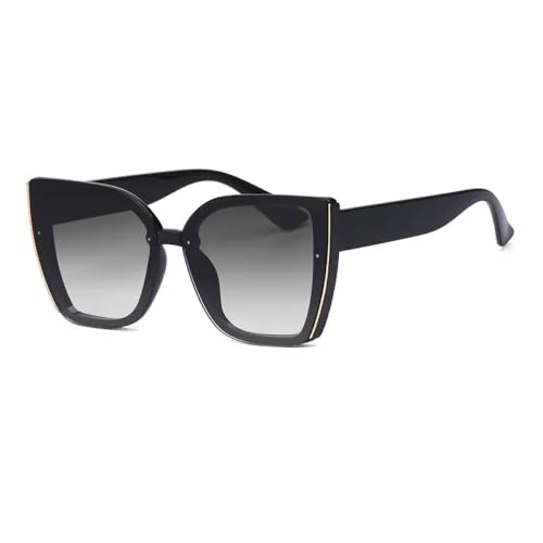 AGRIEVE Übergroße Cat-Eye-Sonnenbrille für Damen, luxuriös, modisch, großer Rahmen, quadratische Sonnenbrille für Herren, Retro, trendige Cateye-Brille, Schwarzgrau, Einheitsgröße von AGRIEVE