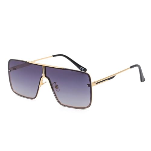 AGRIEVE Übergroße Steampunk-Sonnenbrille für Herren, luxuriös, quadratisch, randlos, Punk-Sonnenbrille für Herren, Vintage-Brillentöne, C1 Goldgrau, Einheitsgröße von AGRIEVE