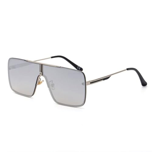 AGRIEVE Übergroße Steampunk-Sonnenbrille für Herren, luxuriös, quadratisch, randlos, Punk-Sonnenbrille für Herren, Vintage-Brillentöne, C7 Weiß Silber, Einheitsgröße von AGRIEVE