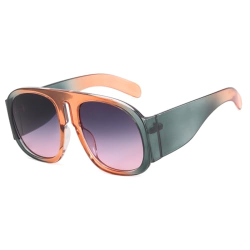 AGRIEVE Übergroße Vintage-Sonnenbrille für Damen und Herren, luxuriös, trendig, großer Rahmen, zweifarbig, Punk-Sonnenbrille für Damen, Orange, Grau, Pink, Einheitsgröße von AGRIEVE