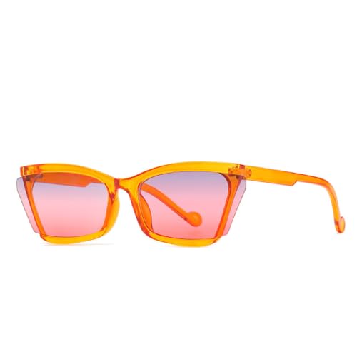 AGRIEVE Übergroße modische Cat-Eye-Sonnenbrille für Damen, trendiger Retro-Steampunk-Rahmen, Sonnenbrille für Herren, verspiegelte Gläser, Hip Hop, Unisex, UV400, C5, Orange, Grau, Rot, Einheitsgröße von AGRIEVE