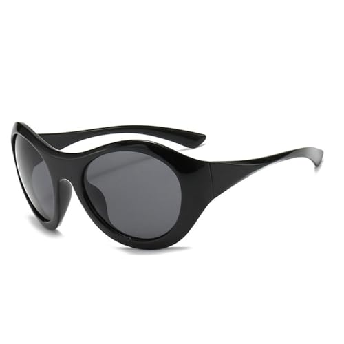 AGRIEVE Übergroße ovale Sonnenbrille für Damen, modisch, Punk, für Herren, Outdoor-Sport, Sonnenbrille, UV400, Schwarz/Grau, Einheitsgröße von AGRIEVE