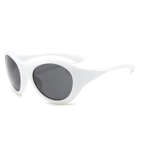 AGRIEVE Übergroße ovale Sonnenbrille für Damen, modisch, Punk, für Herren, Outdoor-Sport, Sonnenbrille, UV400, Weißgrau, Einheitsgröße von AGRIEVE