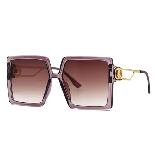 AGRIEVE Übergroße quadratische Sonnenbrille für Damen, modisch, klassische Form, Vintage-Sonnenbrille für Herren, Retro-Töne, UV400, Lila, Einheitsgröße von AGRIEVE