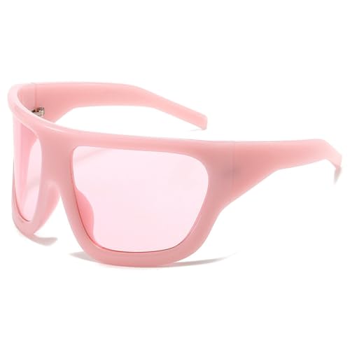 AGRIEVE Übergroße quadratische Sonnenbrille für Damen und Herren, luxuriöse Sonnenbrillen für den Außenbereich, Fahrradschutz, Steampunk-Sonnenbrille, Rosa, Einheitsgröße von AGRIEVE