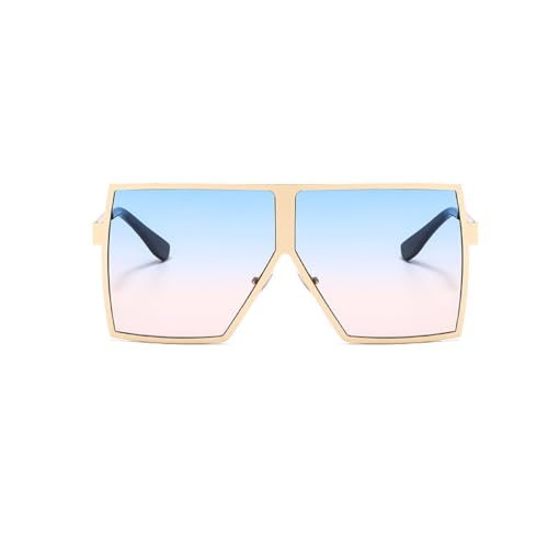 AGRIEVE Übergroße verspiegelte quadratische Sonnenbrille für Damen, modische Sonnenbrille mit Metallrahmen, Vintage-Brille für Herren, große Sonnenbrillen, UV400, Gold, Blau, Rosa, Einheitsgröße von AGRIEVE