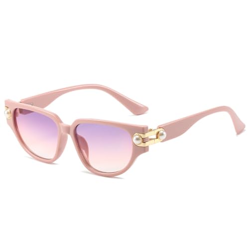 AGRIEVE Vintage Cat Eye Sonnenbrille Damen Sonnenbrille für Frauen Luxus Perle Trendy Sexy Damen Elegante Brille UV400,Rosa Lila Rosa,Einheitsgröße von AGRIEVE