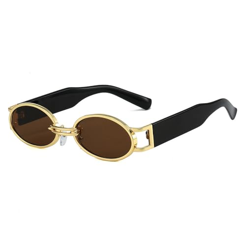 AGRIEVE Vintage Kleine Ovale Punk-Sonnenbrille Damen Herren Steampunk Mode Metallrahmen Sonnenbrille Trendy Sonnenbrillen Für Strandbrillen,C3,Einheitsgröße von AGRIEVE