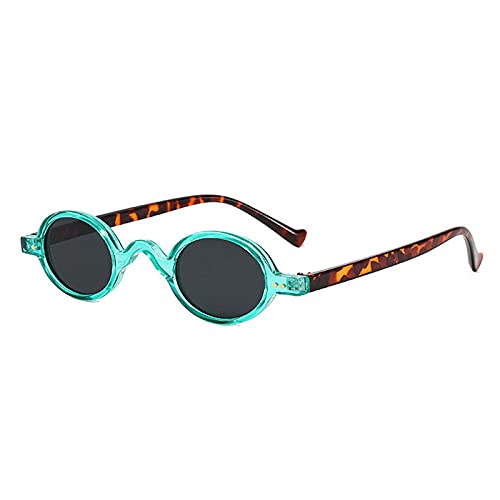 AGRIEVE Vintage Kleine ovale Sonnenbrille Damen Mode Nieten Brillengestell Brille,Grün Leopard Grau,Einheitsgröße von AGRIEVE