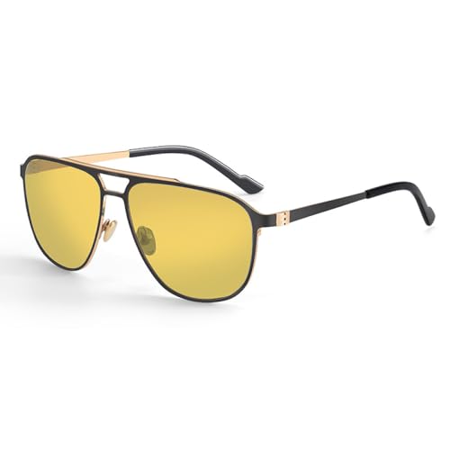 AGRIEVE Vintage-Sonnenbrille aus Aluminium, Luxus-Sonnenbrille für Herren, UV400, Blendschutz, Autofahrer-Sonnenbrille, 01 BK, Einheitsgröße von AGRIEVE