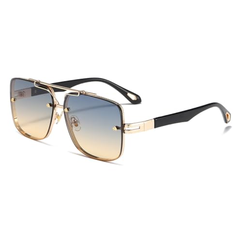 AGRIEVE Vintage-Sonnenbrille für Damen, modischer Trend, quadratische Sonnenbrille für Herren, Fahrbrille, Damen, UV400, C5, Grau, Gelb, Einheitsgröße von AGRIEVE