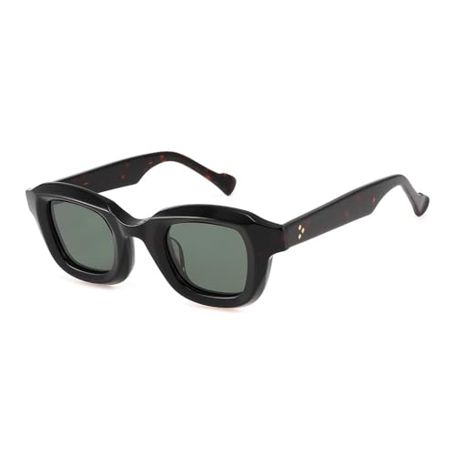 AGRIEVE Vintage-Sonnenbrille für Herren, UV400-Schutz, Retro-Modebrille, luxuriöser dicker Rahmen, C2 Leopardengrün, Einheitsgröße von AGRIEVE