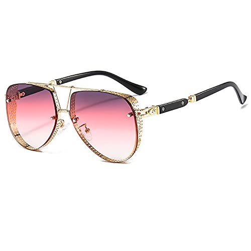 AGRIEVE Vintage Steampunk Sonnenbrille Damen Retro Metal Punk Shades Herren UV400,Lila Pink,Einheitsgröße von AGRIEVE