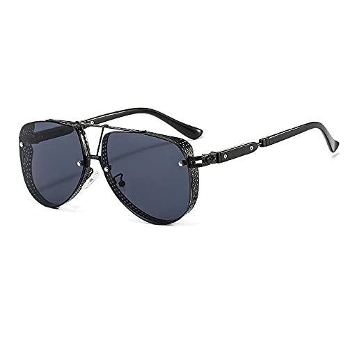 AGRIEVE Vintage Steampunk Sonnenbrille Damen Retro Metal Punk Shades Herren UV400,Schwarz Grau,Einheitsgröße von AGRIEVE