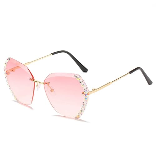 AGRIEVE Vintage-Strass-Sonnenbrille für Damen und Herren, Sonnenbrille mit Farbverlauf, UV400, 03 Pink, Einheitsgröße von AGRIEVE