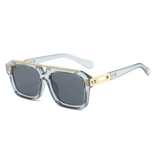 AGRIEVE cFashion Doppelsteg-Sonnenbrille für Damen, quadratisch, Retro, Jelly-Farbe, Punk-Stil, Herren-Sonnenbrille, UV400, Grau, Einheitsgröße von AGRIEVE