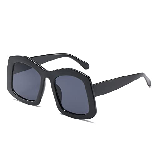 Einzigartige übergroße quadratische Sonnenbrille in Bonbonfarbe für Damen, modische Sonnenbrille mit orangefarbenem Farbverlauf, sexy Sonnenbrille für Damen, UV400, Schwarz, ganz in Grau, Einheit von AGRIEVE