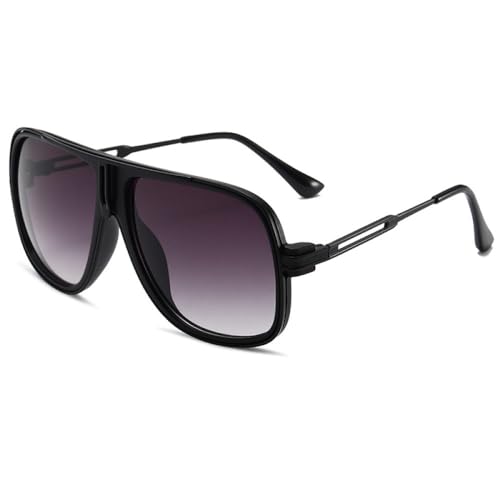 Flat Top Fashion Sonnenbrille mit Metallrahmen für Herren und Damen, trendige Vintage-Sonnenbrille in Übergröße, Luxus-Sonnenbrille zum Autofahren im Freien, coole Sonnenbrille, C6, Einheitsgröße von AGRIEVE